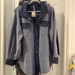 Free People Ruby Fleece NWT Blue Jacket